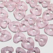 Бусина, Лэмпворк "Сердце-софт", стекло, цвет розовый прозрачный, 13.5-14x15x4.5-5 мм