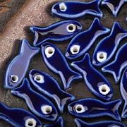 Бусина, керамика "Рыба", цвет темно-синий, 24-25x10x6 мм