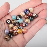 Бусина, керамика "Антик", цветовой микс, 8.2-9x7-7.5 мм