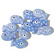 Бусина, Лэмпворк "Рыбка", стекло/эмаль, цвет сиренево-голубой, 19.5x12.5x6-6.5 мм