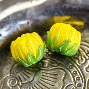 Бусина, Мурано "Хризантема", фигурная, желтый, 12х15 мм