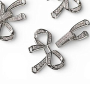 Замок для украшений "Бант", покрытие платина/циркон, 27x25x5 мм