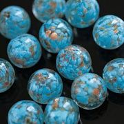 Бусина, Лэмпворк "Росинки", стекло, цвет бирюзовый, 20x19 мм