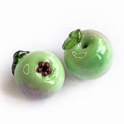 Бусина, Мурано "Яблоко", зеленый, 15х14 мм