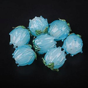 Бусина, Лэмпворк "Колокольчик большой", стекло, цвет светло-бирюзовый, 13-14.5x13-15 мм