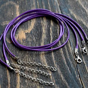 Основа для ожерелья с замком, вощеный шнур, фиолетовый, 450х2 мм