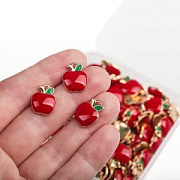 Подвеска металл "Яблочко", эмаль, цвет красный, 15x12x3 мм