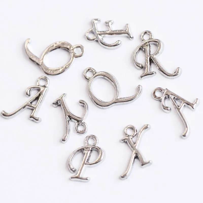 подвеска металлическая "алфавит", цвет платина, 12-17x4-15x2 мм