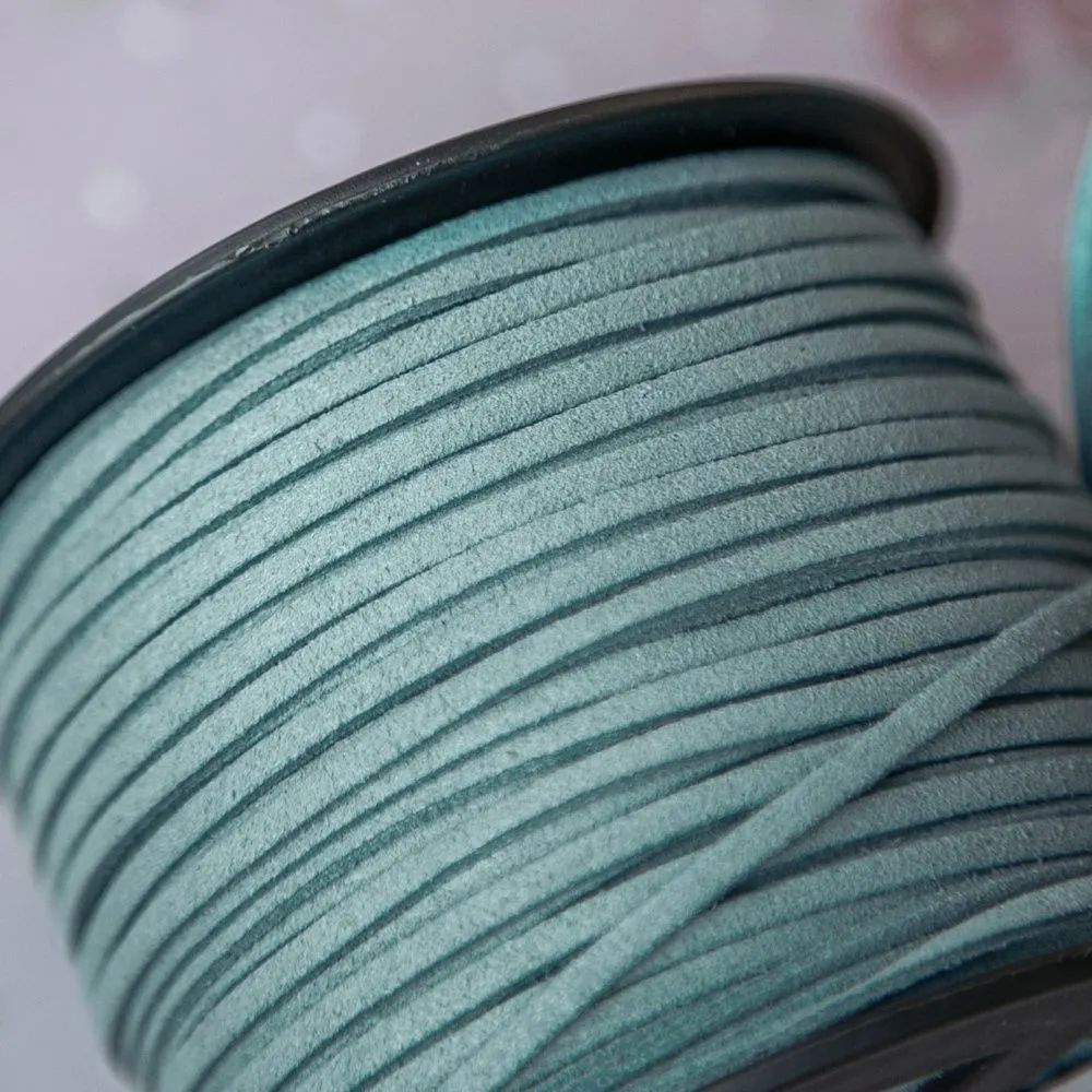 шнур из искусственной замши, зелено-голубой, 3х1.4 мм