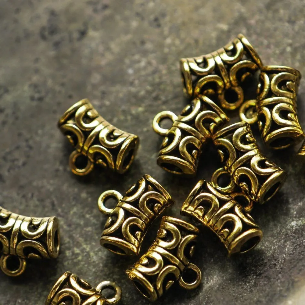 бейл "трубочка", цвет античное золото, 9.5х12х6 мм