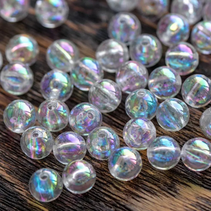 бусина, акрил 8, цвет прозрачный радужный, 8 мм