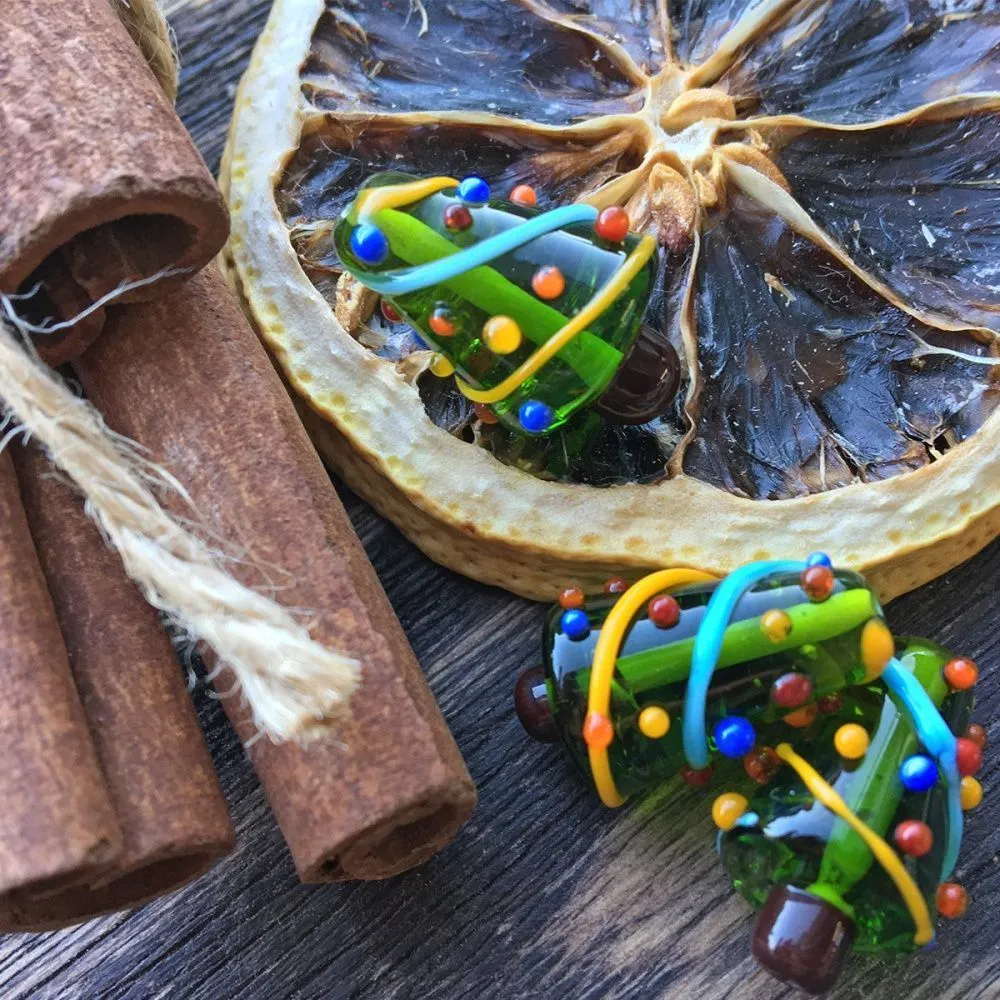 бусина, мурано "ёлочка нарядная", фигурная, стекло, 20х13 мм