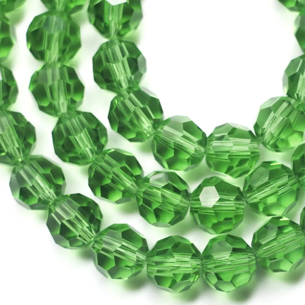 бусина, стекло 8, граненая, цвет лайм, 8 мм