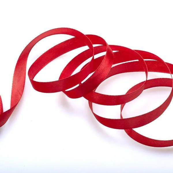 лента, атлас, цвет красный, ширина 12 мм ленты