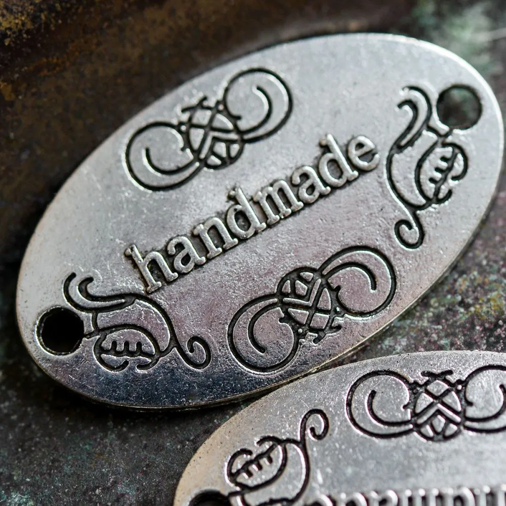 коннектор "handmade", цвет античное серебро, 32х19x1мм