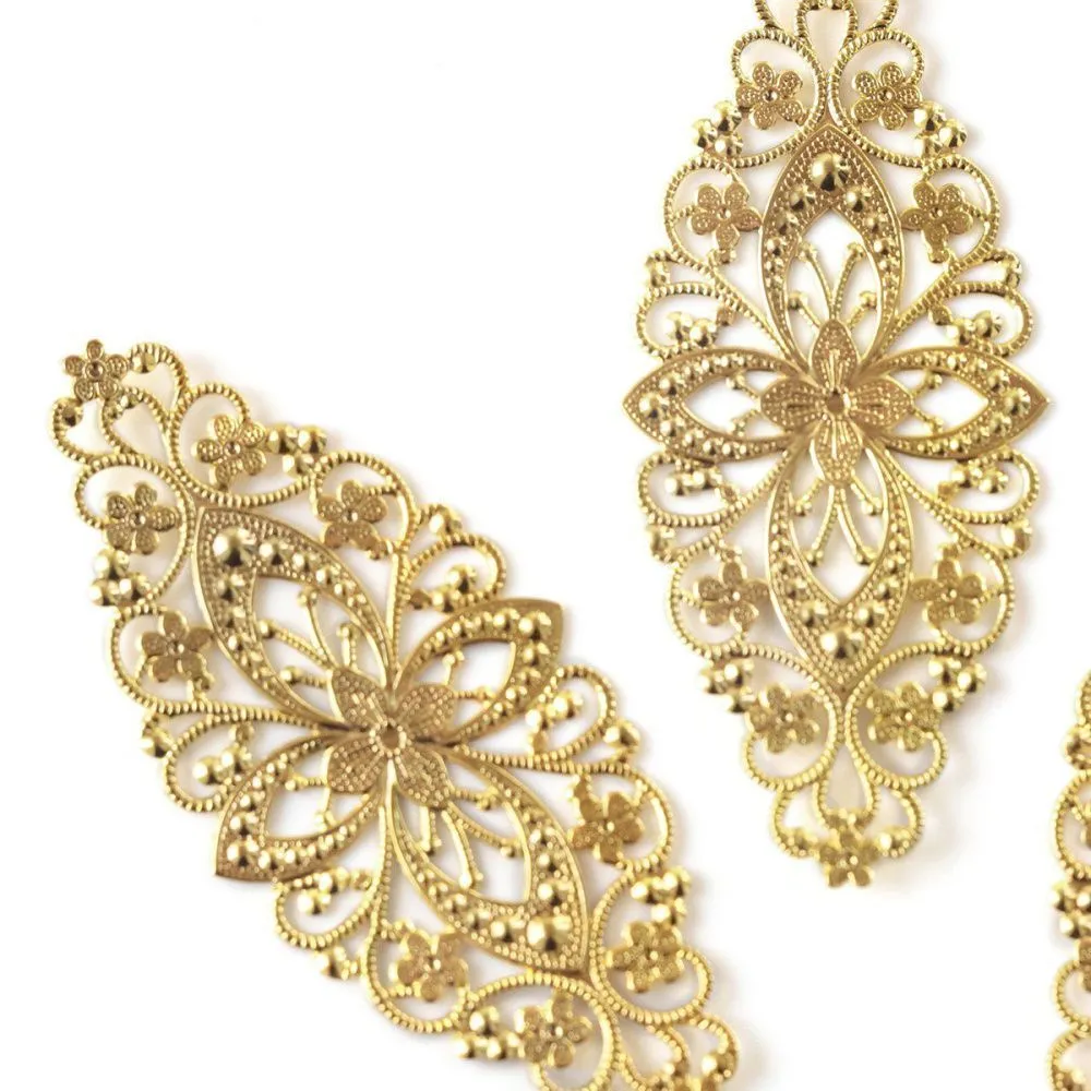 коннектор "филигрань византия", цвет золото, 82x35x0.8 мм