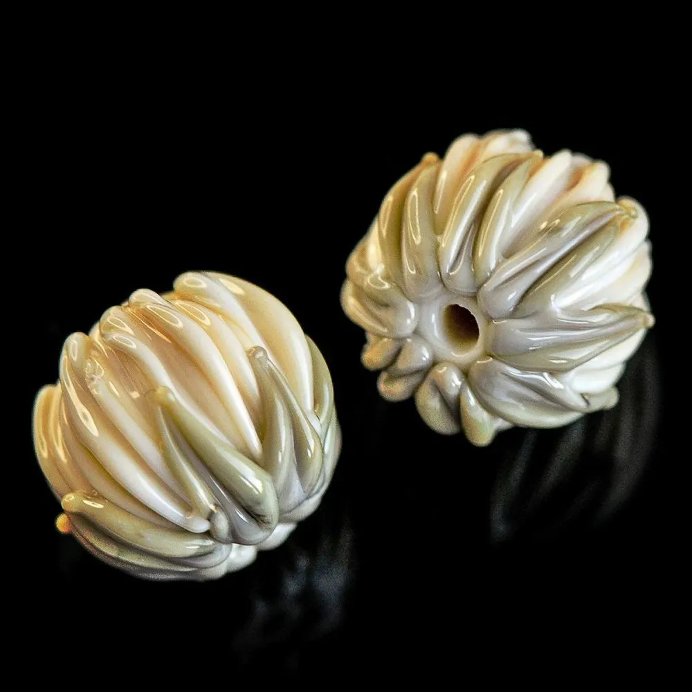 бусина, мурано "клевер", айвори, 22х15 мм