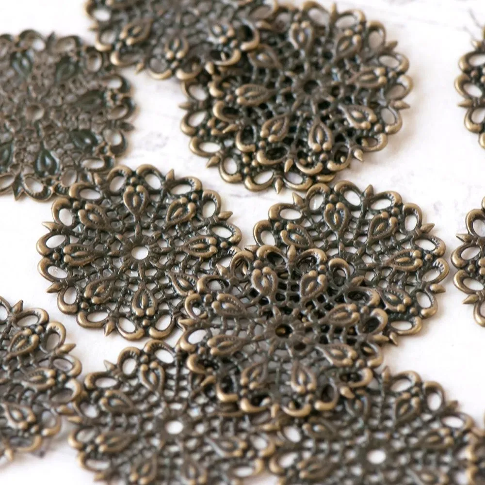 коннектор "филигрань салфетка", цвет античная бронза, 25х1х2 мм