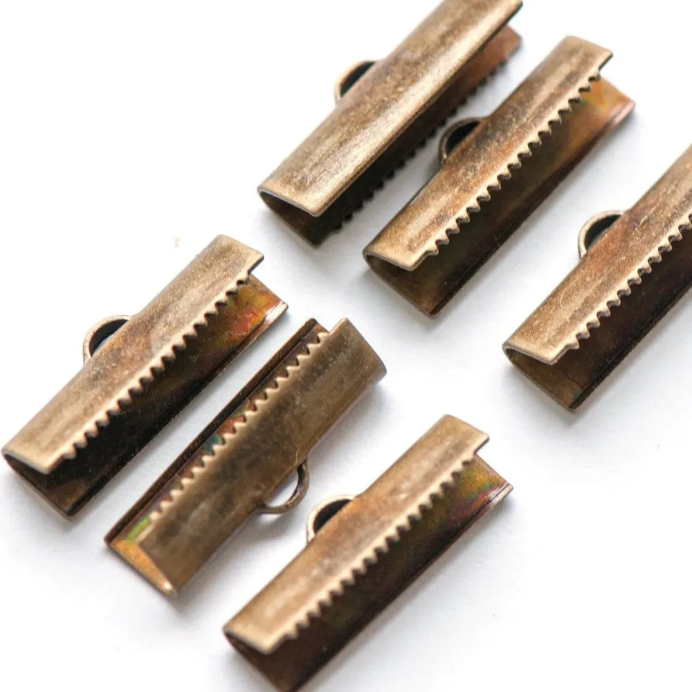 зажим для ленты, цвет античная бронза, 20х4 мм