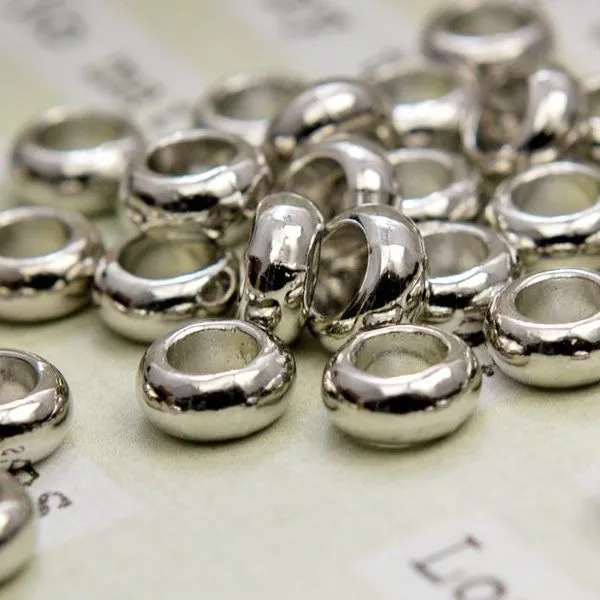 ес бусина металл "бублик", цвет платина, 10х4 мм