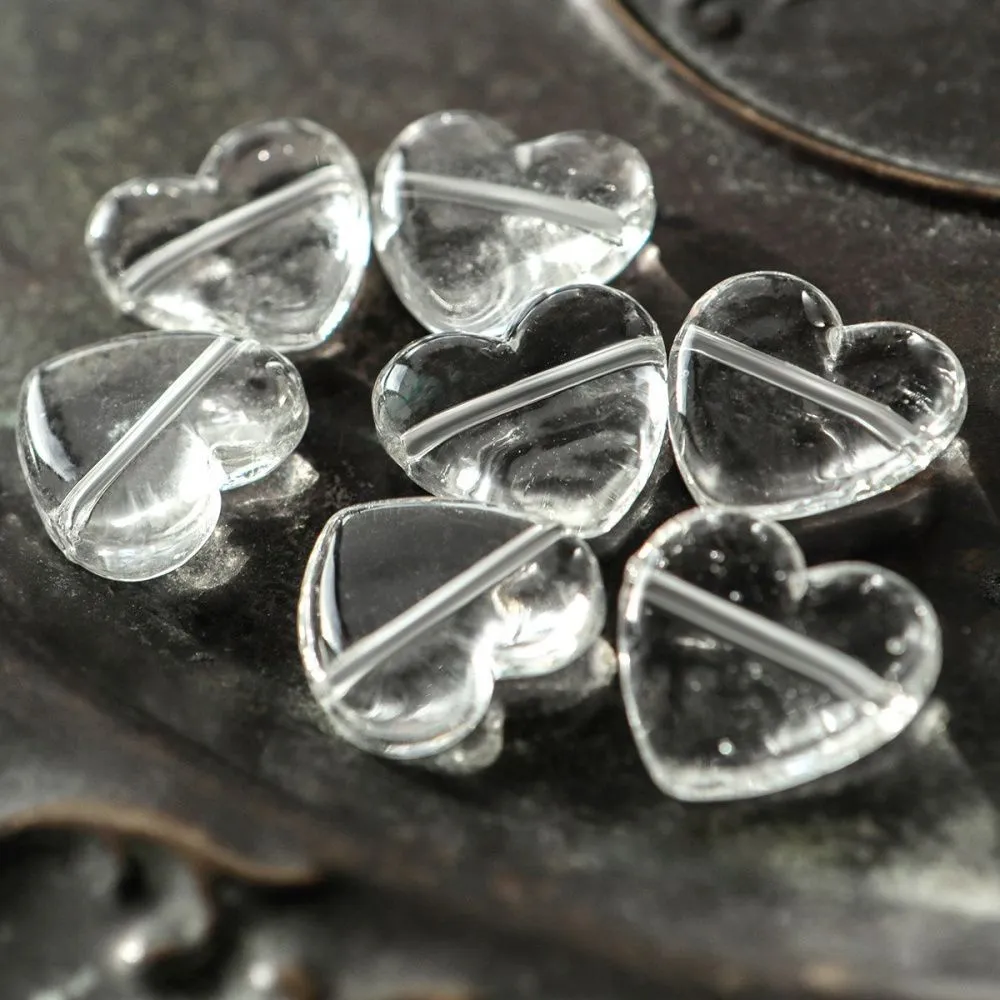 бусина, лэмпворк "сердце", стекло, цвет прозрачный, 20x20x7 мм