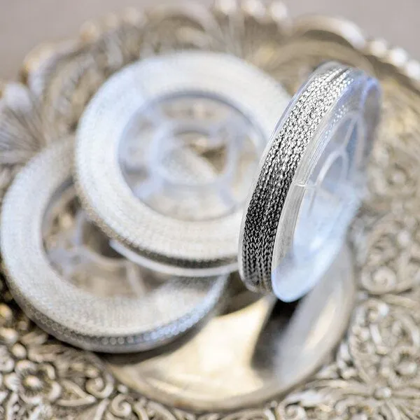 шнур металлик, цвет серебро, 0.6 мм, 8 м