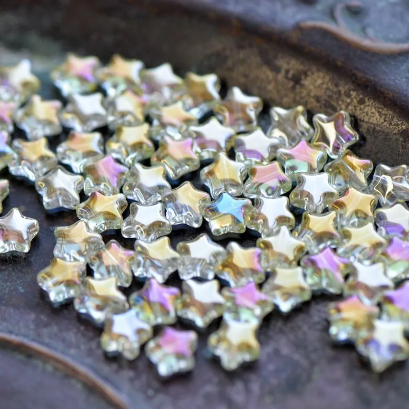 бусина "звездочка", стекло, цвет прозрачный/золотистый ав, 8x8.5x4 мм