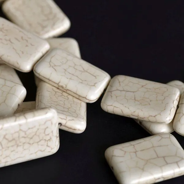 бусина говлит синтетический прямоугольный, цвет айвори, 35x25x7 мм