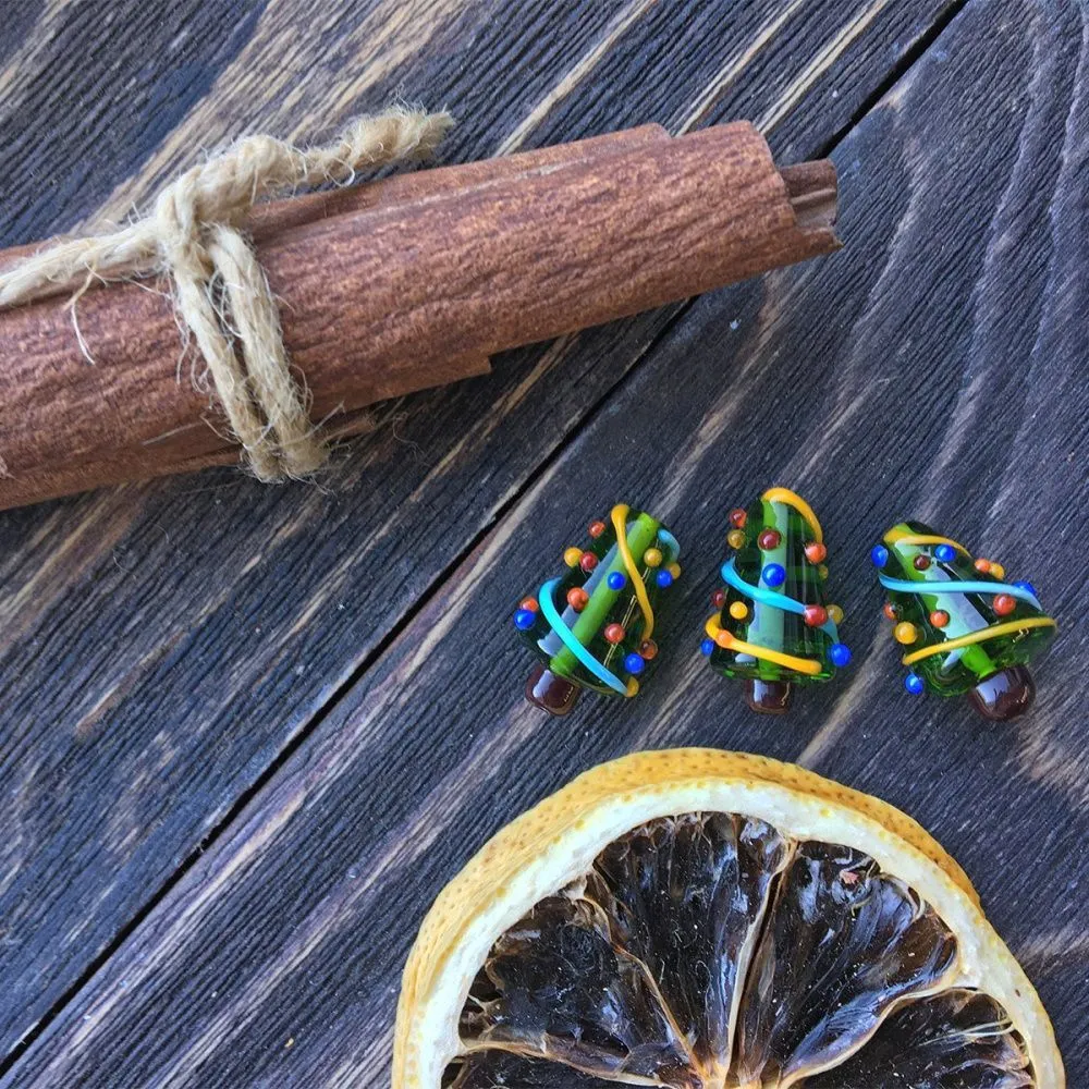 бусина, мурано "ёлочка нарядная", фигурная, стекло, 20х13 мм