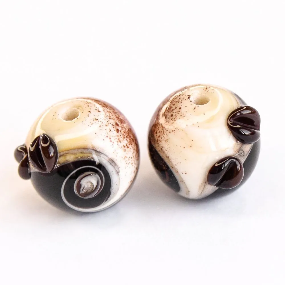 бусина, мурано "тирамису", круглая,14-15 мм