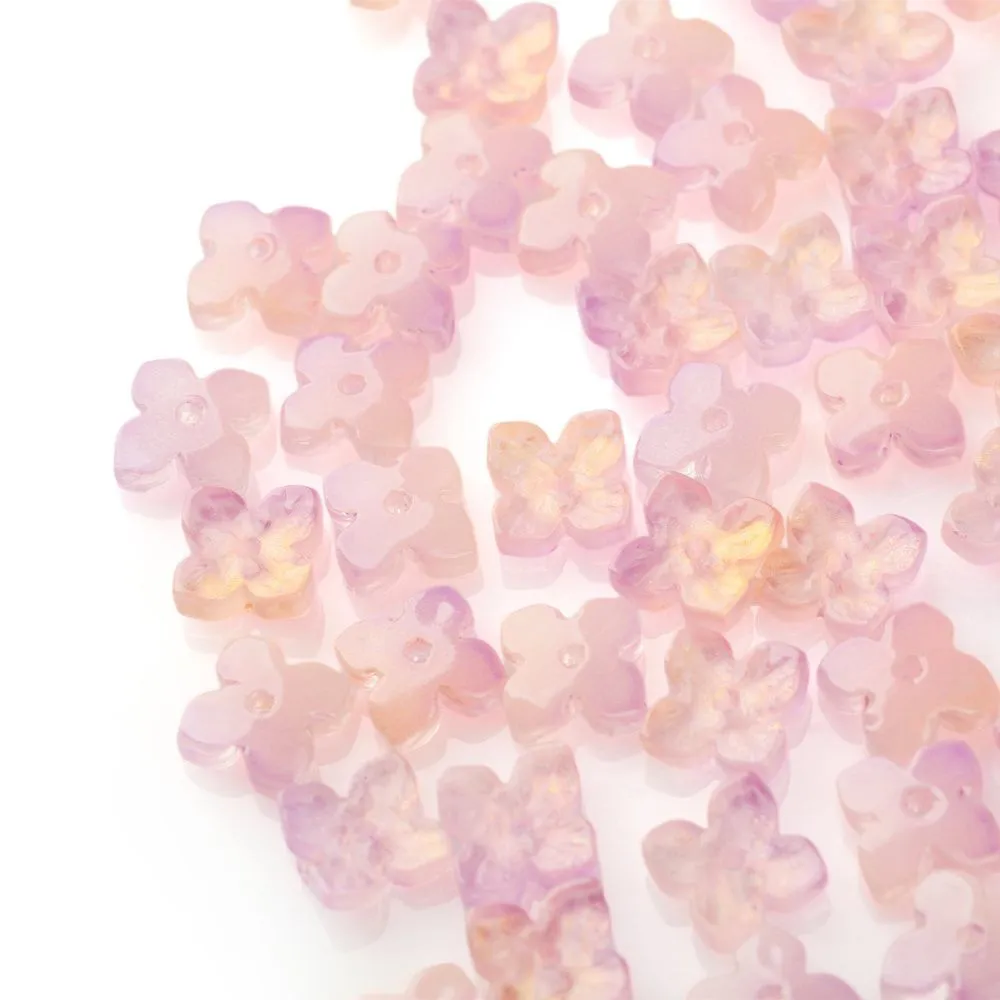 бусина "вероника", стекло, цвет розовый, 10x10x3.5 мм