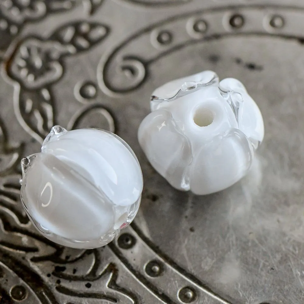 бусина, мурано "бутончик", белый, 13х12 мм