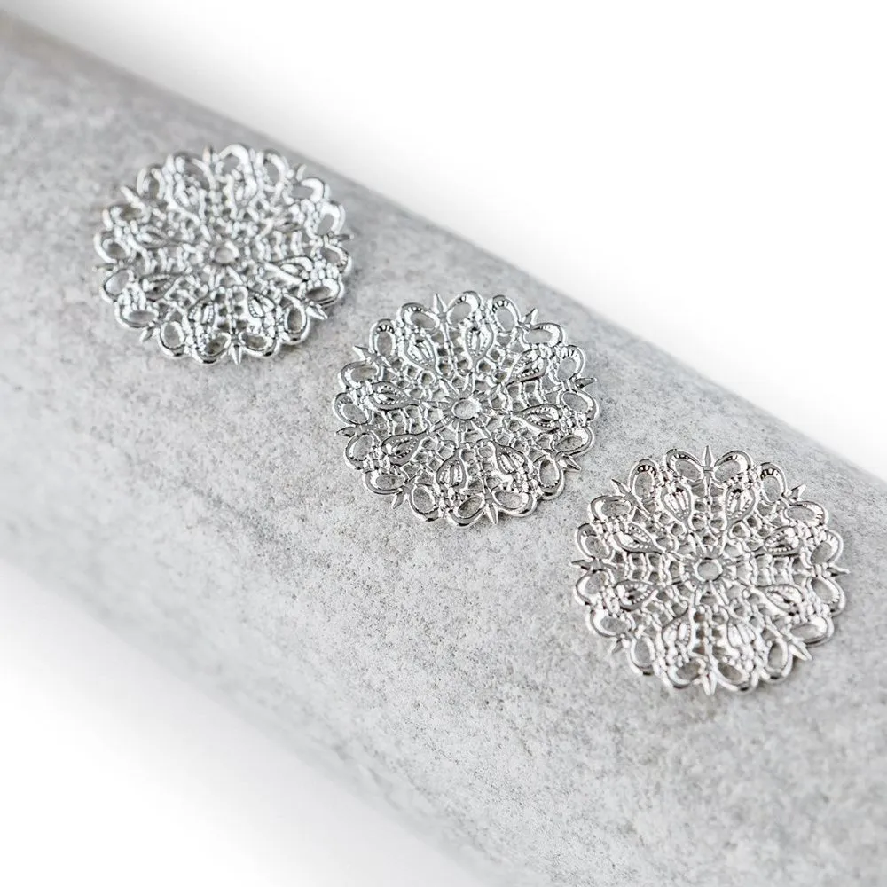 коннектор "филигрань салфетка", цвет серебро, 25х1х2 мм