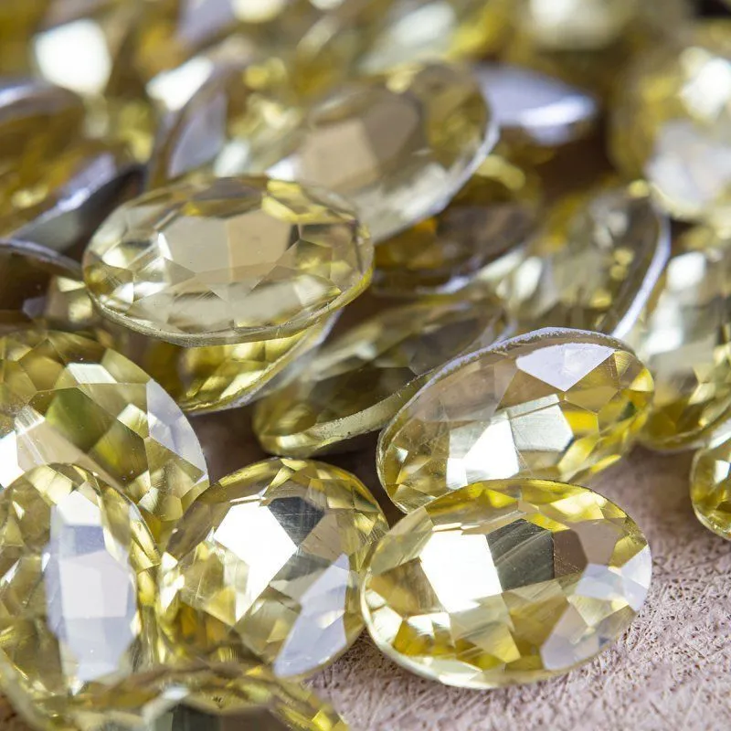 кабошон стекло кристалл, овальный, цвет jonquil, 14х10 мм