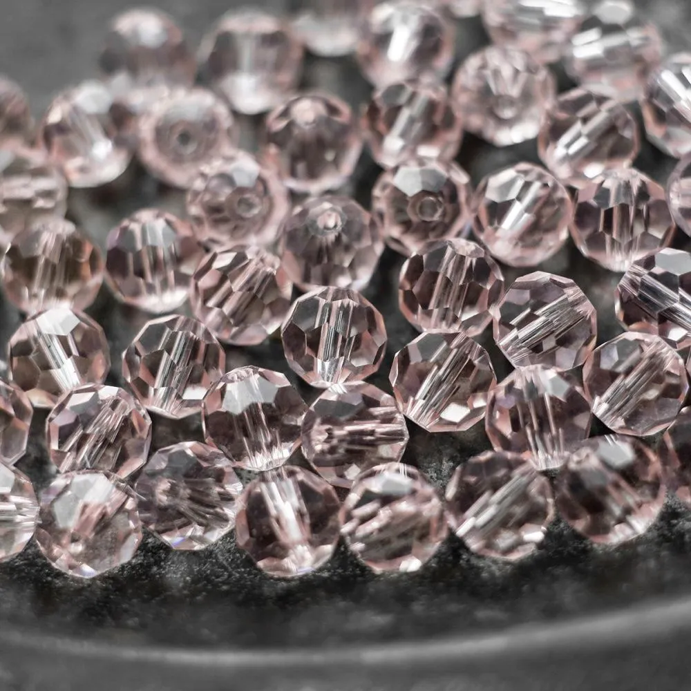 бусина, стекло 8, граненая, цвет розовый, 8 мм