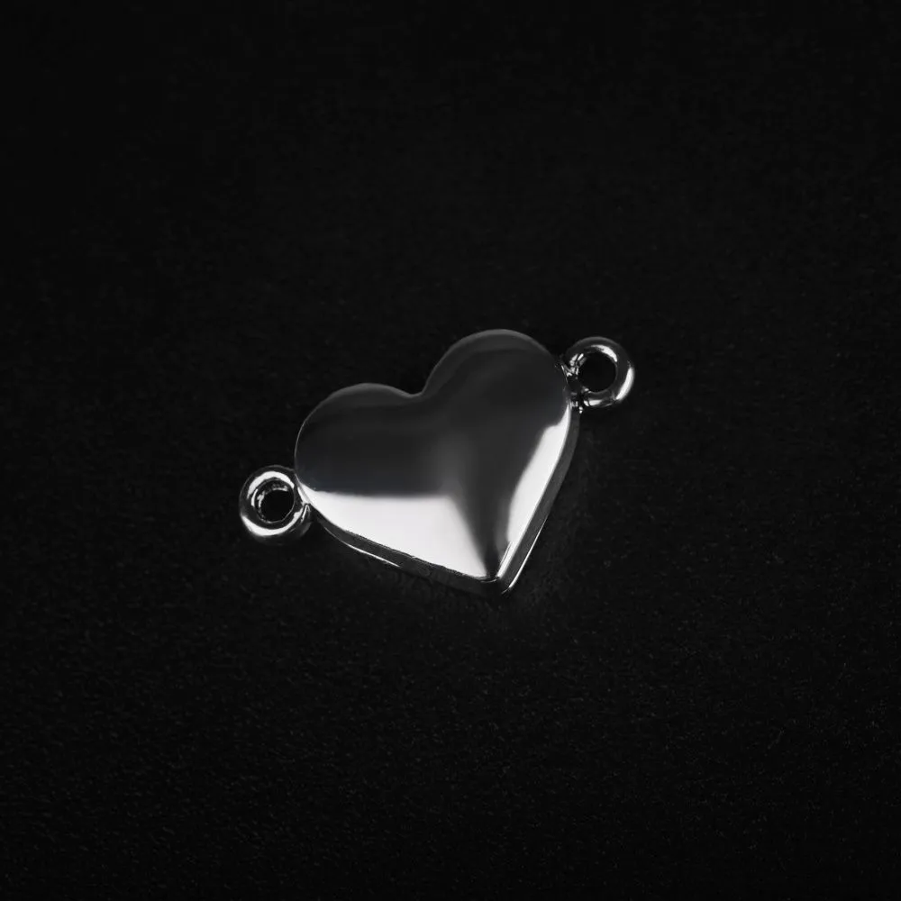 застежка магнитная "сердечко", покрытие платина, 11x18.5x5 мм