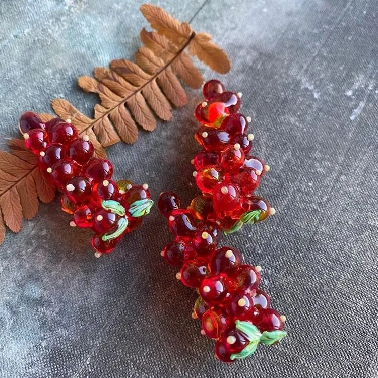 бусина, мурано "смородина", красный 