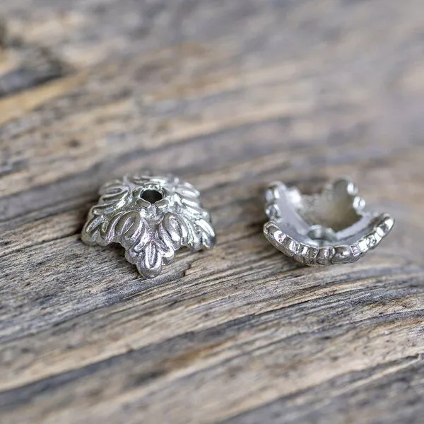 шапочка для бусин "барокко", цвет платина, 10x4 мм