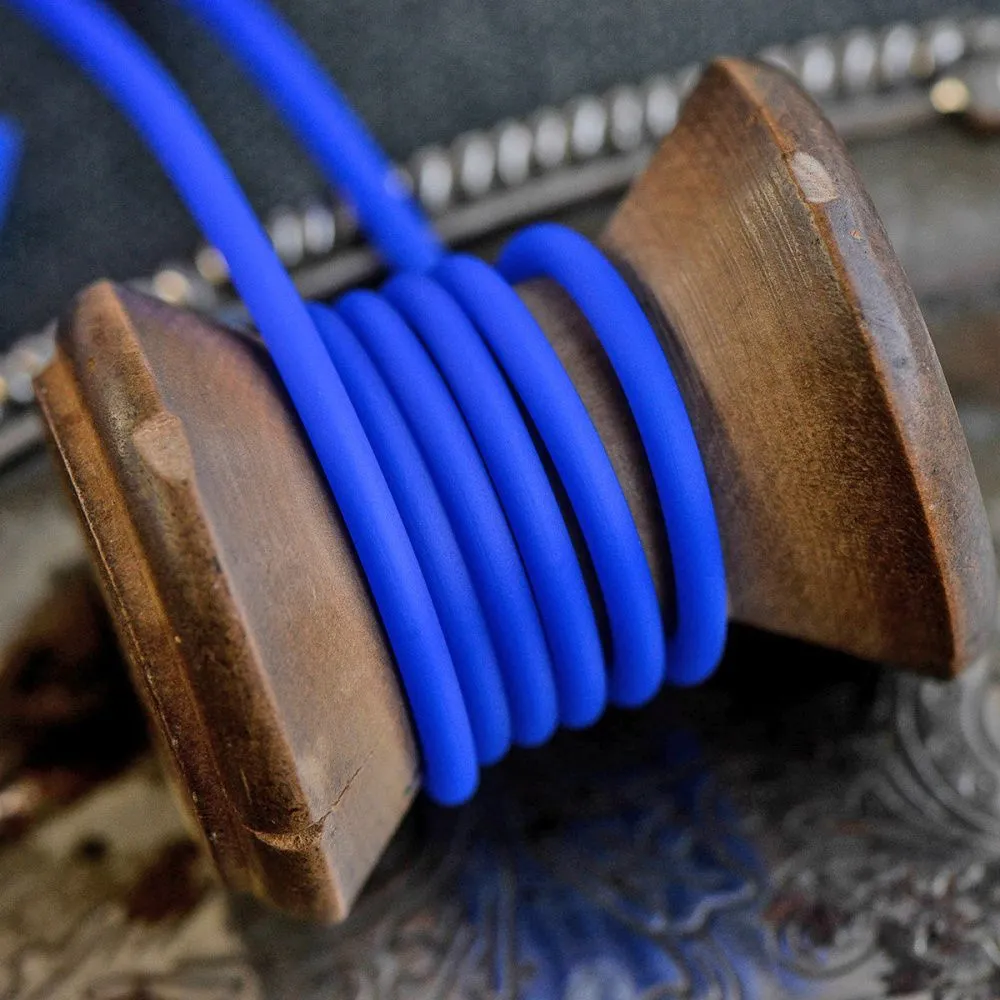 шнур резиновый, с отверстием, цвет синий яркий, диаметр 3 мм