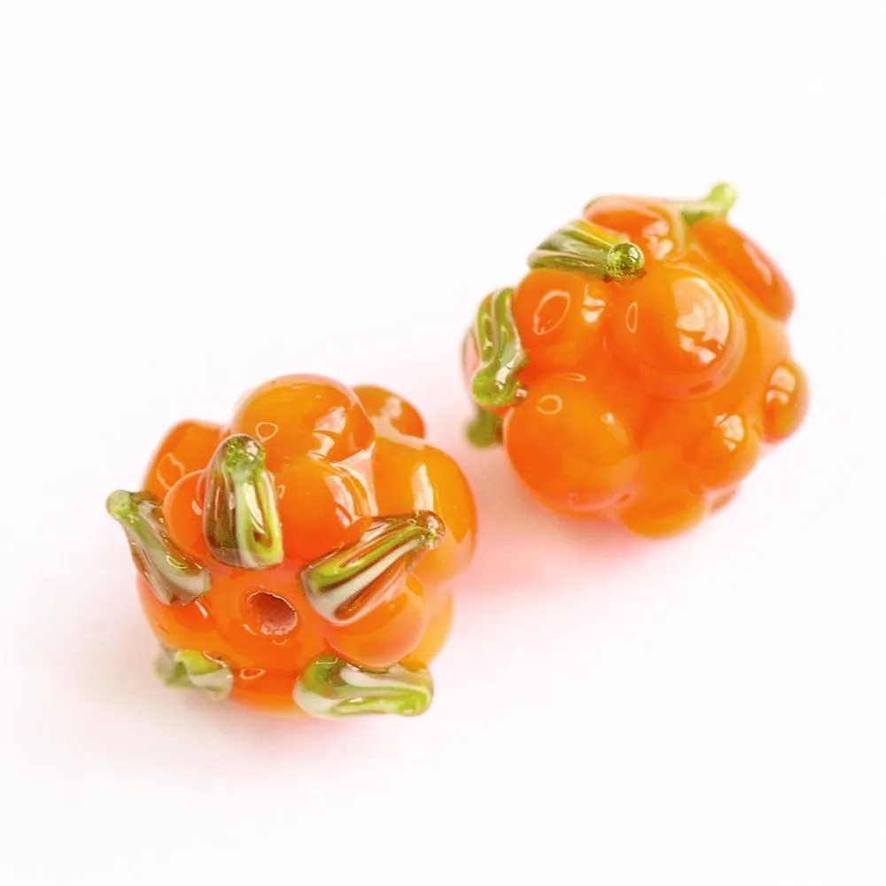 бусина, мурано "морошка", светло-оранжевый, 14х12 мм