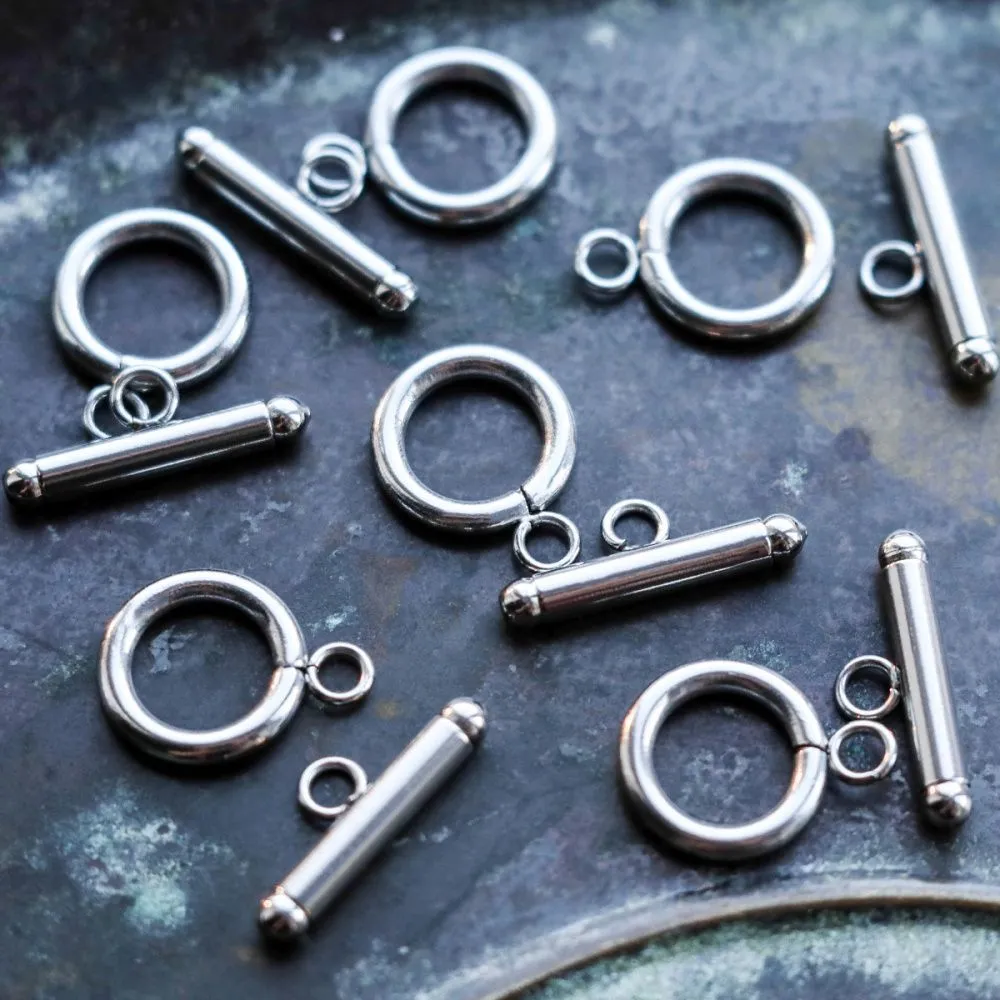 замочек-тоггл "раунд", сталь гипоаллергенная, 16.5x12x2 мм