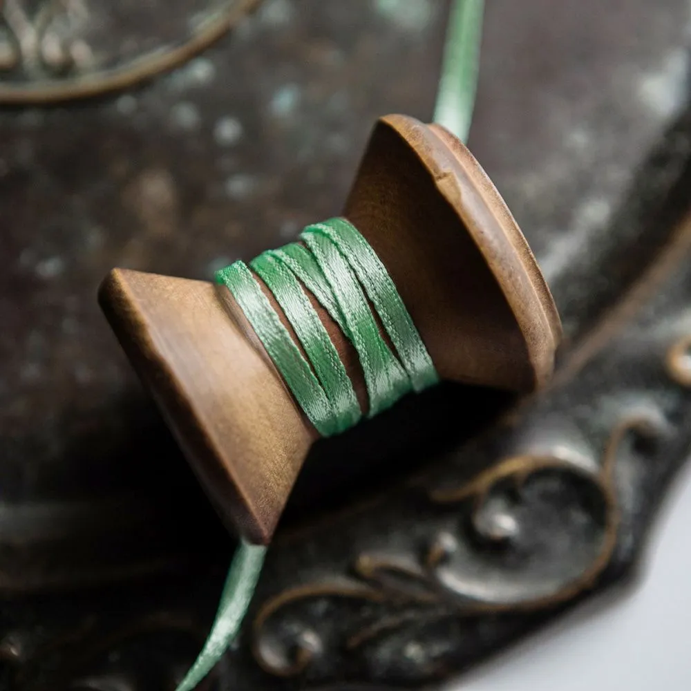 лента, атлас, цвет аквамарин, ширина 3 мм ленты