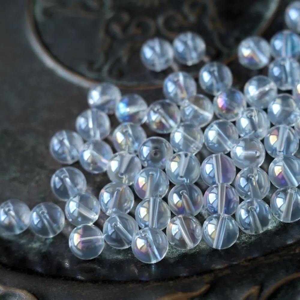 бусина, стекло 10, цвет прозрачный ав, 10 мм