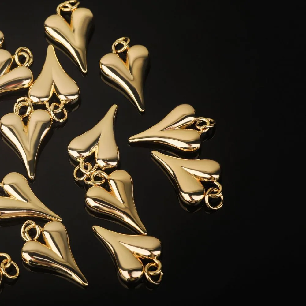 подвеска металл "сердце", позолота, 19.5x13x4 мм