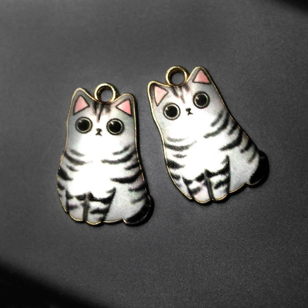 подвеска металлическая "барсик", эмаль, цвет серый, 25x16x3 мм