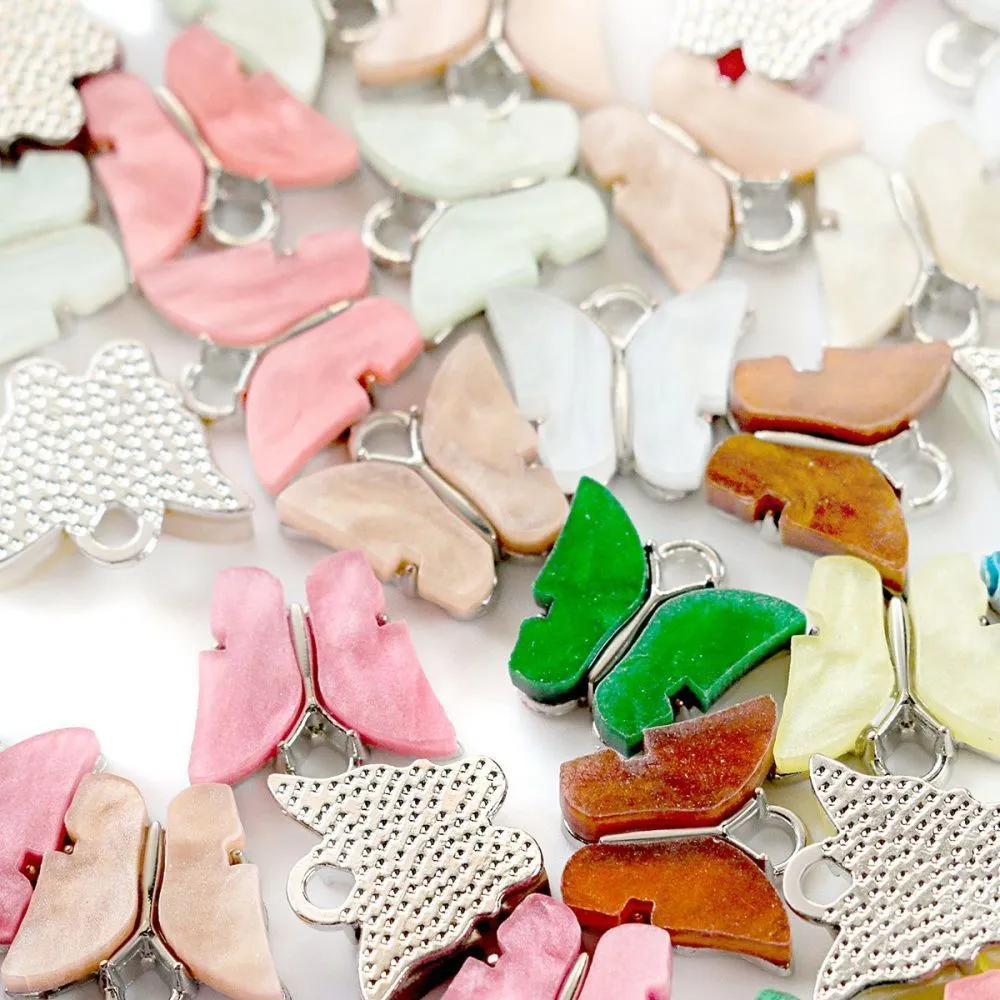 подвеска акрил "бабочки", цветовой микс, 13x14x3 мм