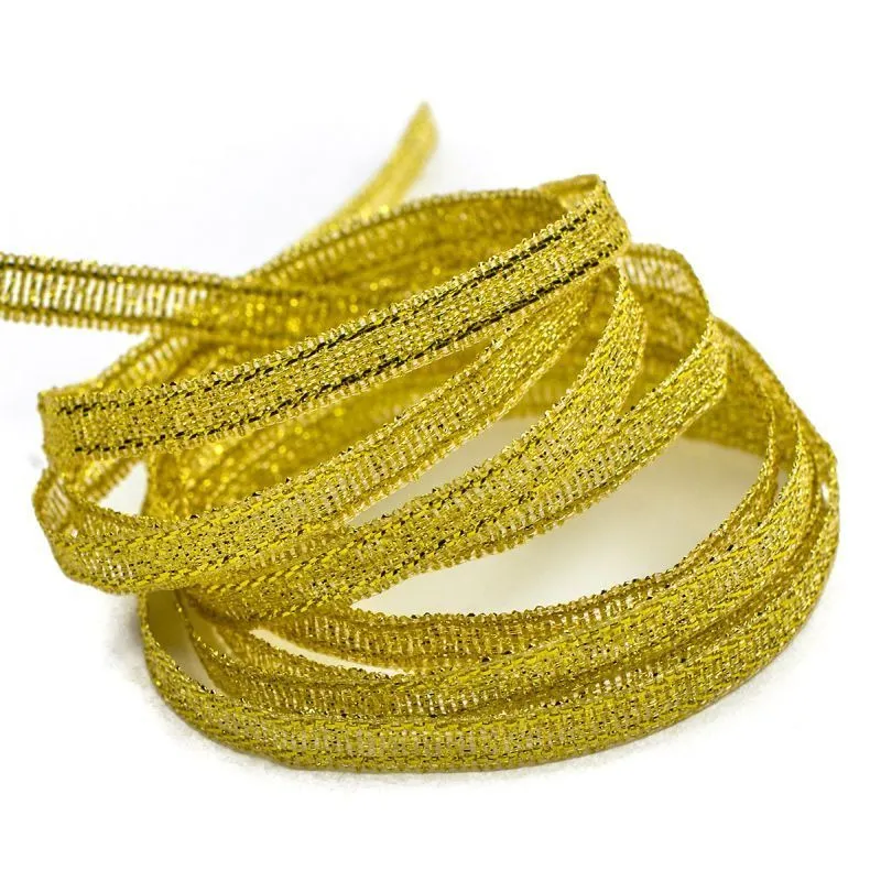 лента парчовая, цвет золотой металлик, ширина 5 мм