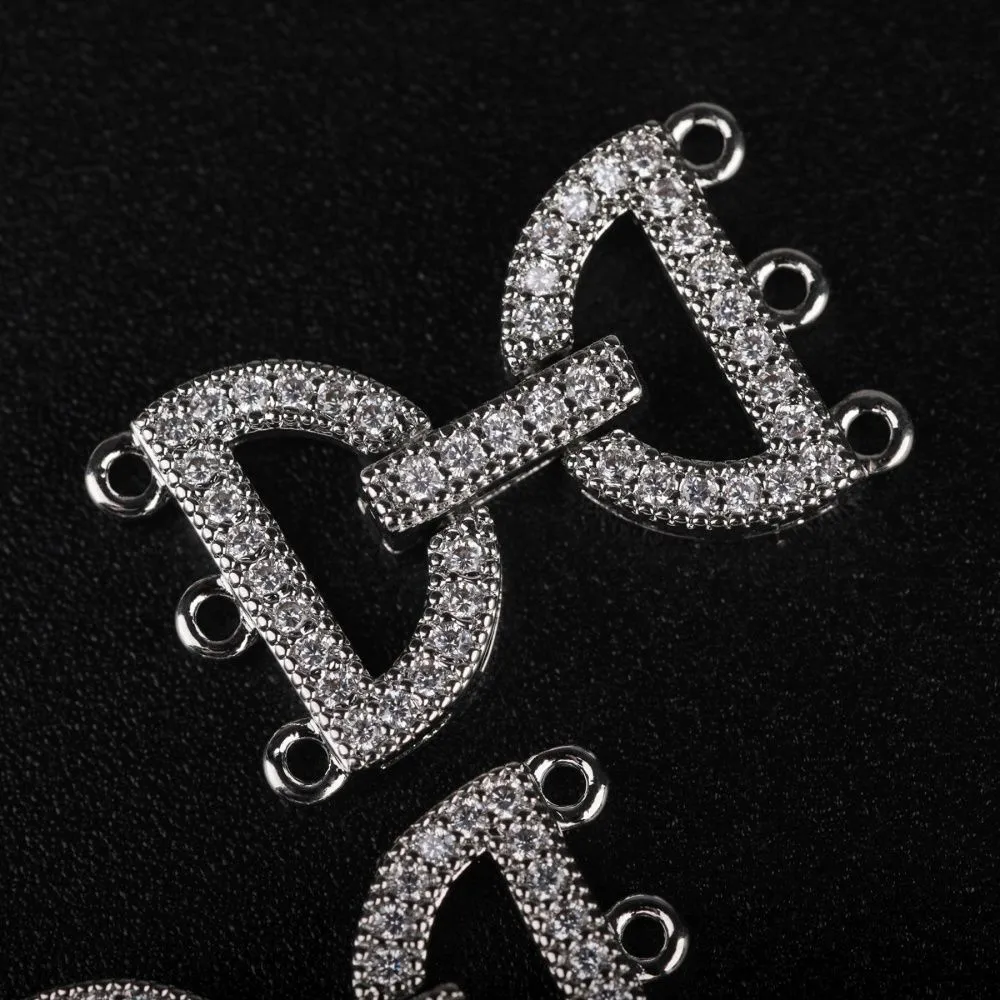 замок для украшений "арко", покрытие платина/циркон, 24 мм