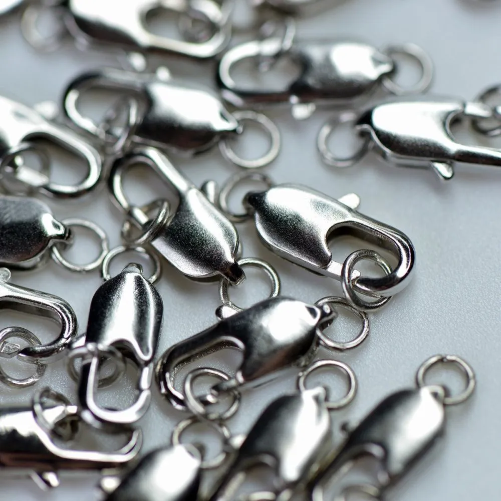 Замочки замочек-лобстер прямоугольный с колечком, цвет платина, 12х6 мм