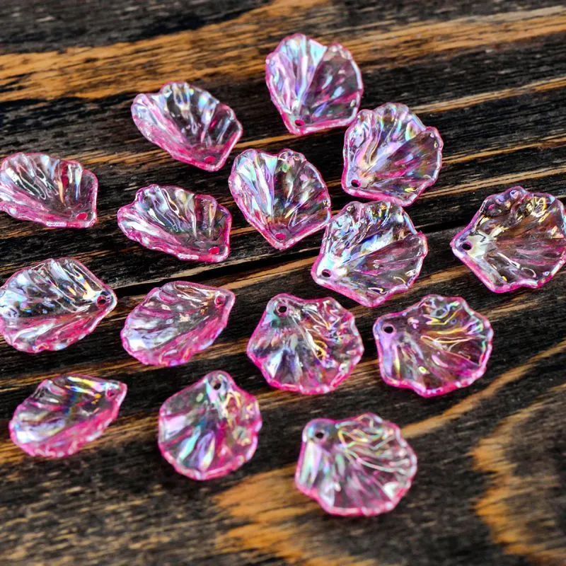 подвеска акриловая "лепесток", цвет розовый яркий ав, 19x17x4-5 мм